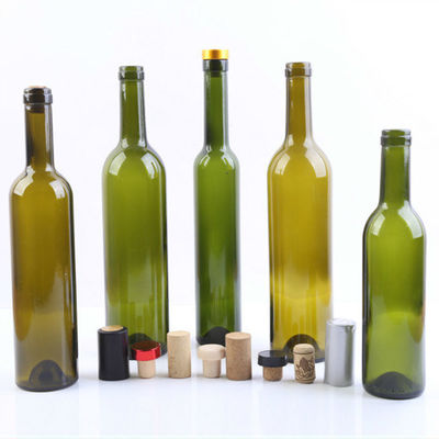 375ml 500ml 750ml Boş Cam Şarap Şişeleri Likör Votka / Viski için Koyu Yeşil Cam Şişeler