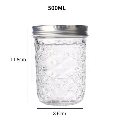 500ml Premium Transparent Glass Jar for Dry Food with Carton Packing Free Design Labeling Jar