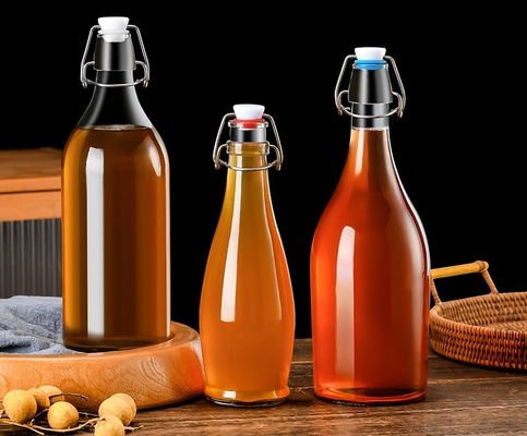 Clear And Leak Proof Mini Liquor Bottles With Convenient Storage Swing Top Glass Bottles For Beverages Oils Kombucha