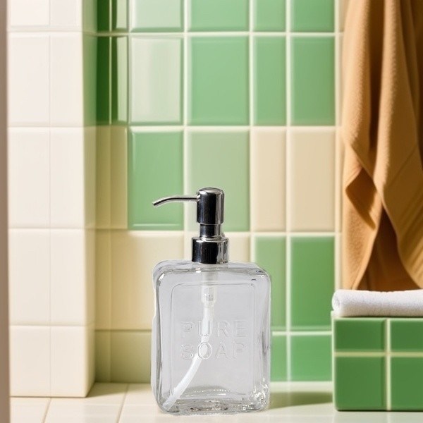 530ML Square Glass Soap Dispenser Bottles Travel Lotion Container