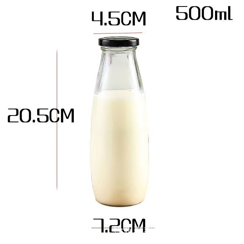 Reusable Leak Proof Mini Glass Milk Bottles 500ML Capacity For Dishwasher Safe Milk Storage