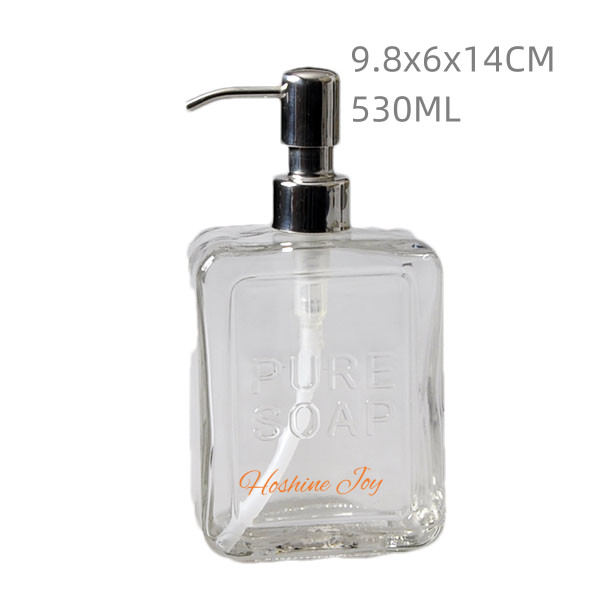 530ML Square Glass Soap Dispenser Bottles Travel Lotion Container