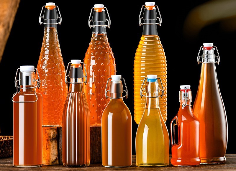 Clear And Leak Proof Mini Liquor Bottles With Convenient Storage Swing Top Glass Bottles For Beverages Oils Kombucha
