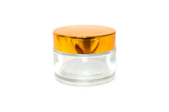 50ML, vislu kapağı olan şeffaf cam kozmetik kaplar, cam örnek kavanozlar